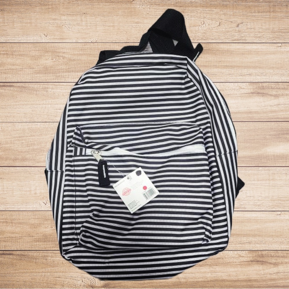 Black and White Stripe Wednesday Addams Inspired Small Backpack
